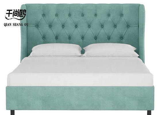 Linen Platform Tufted Bed Bedroom Furniture Wooden Bed for Apartment