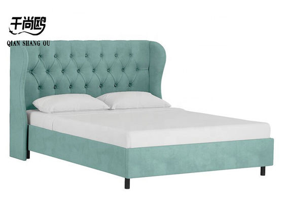 Linen Platform Tufted Bed Bedroom Furniture Wooden Bed for Apartment
